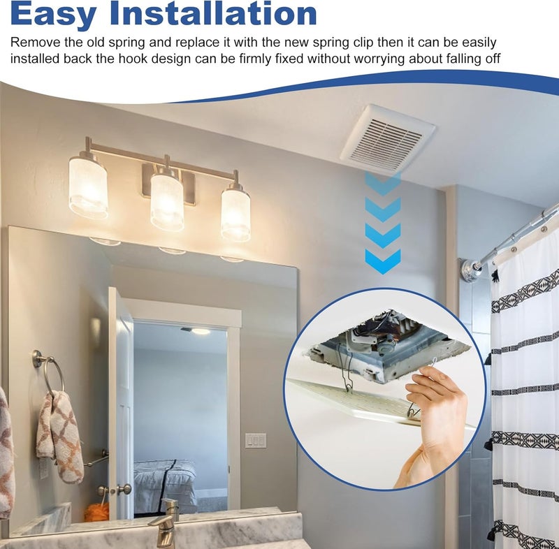 Pretwad 6 Pack S99140208 Grille Spring Clips - BroanNutone Vent Fan Repair Clips for Vent Fans and Bathroom Fans, Fan Cover Spring Clip Compatible with Models QT130LE-B, QT130E-B, QT140E-B, QTXE150 Etc - Image 5